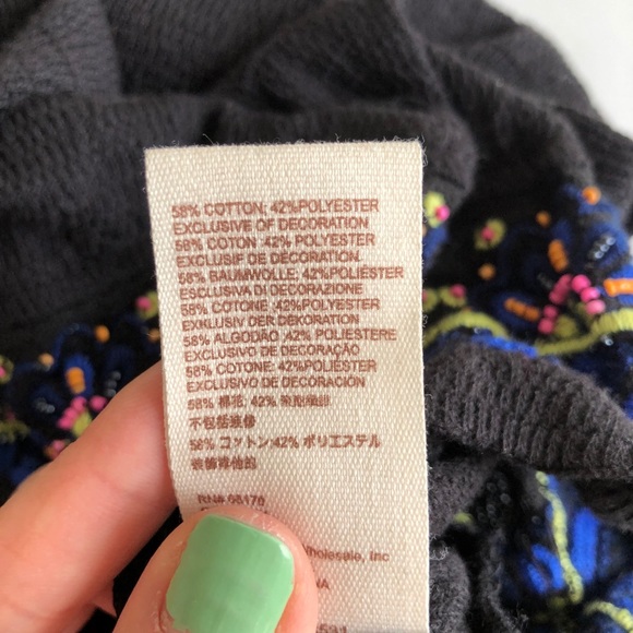 NWT Free People No More Tiers Beaded top black S - Picture 8 of 9